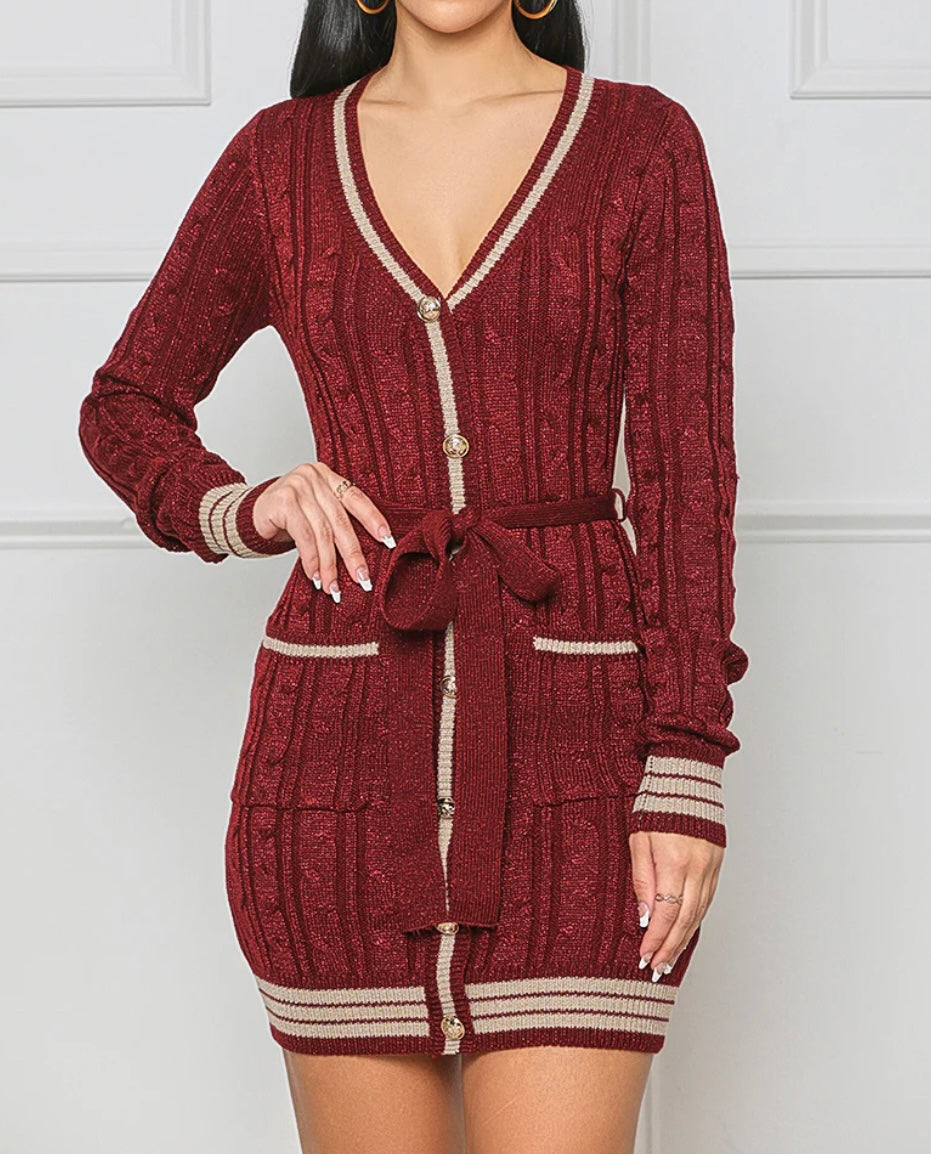 Classy Sweater Dress | Burgundy